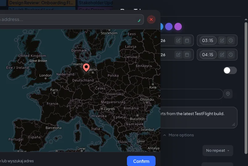 arkCalendar — geolocation with OpenStreetMap