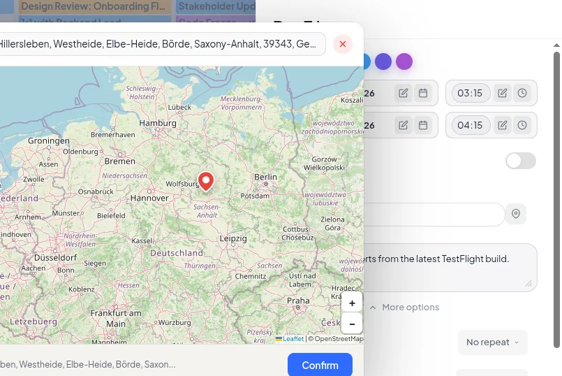 arkCalendar — geolocation with OpenStreetMap